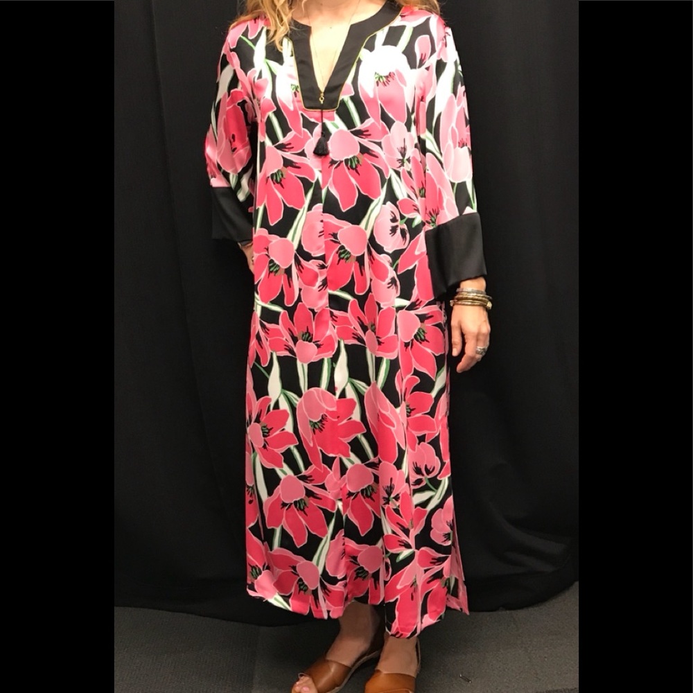 Long 51” printed poly caftan